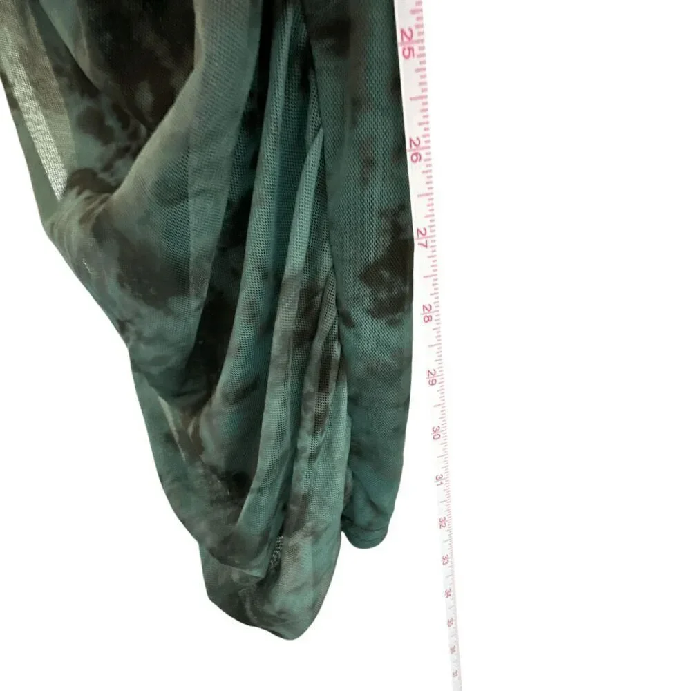 Pretty Little Thing Teal Mesh Cross Over Ruched Bodycon Dress Size US 4